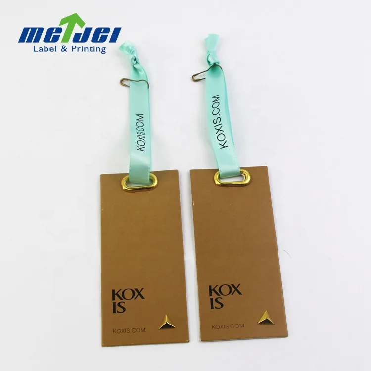 Custom Printing Brand Logo Hang Tag Cardboard Paper Tags For Clothes Recycled Garment Labels Swing Tag with String