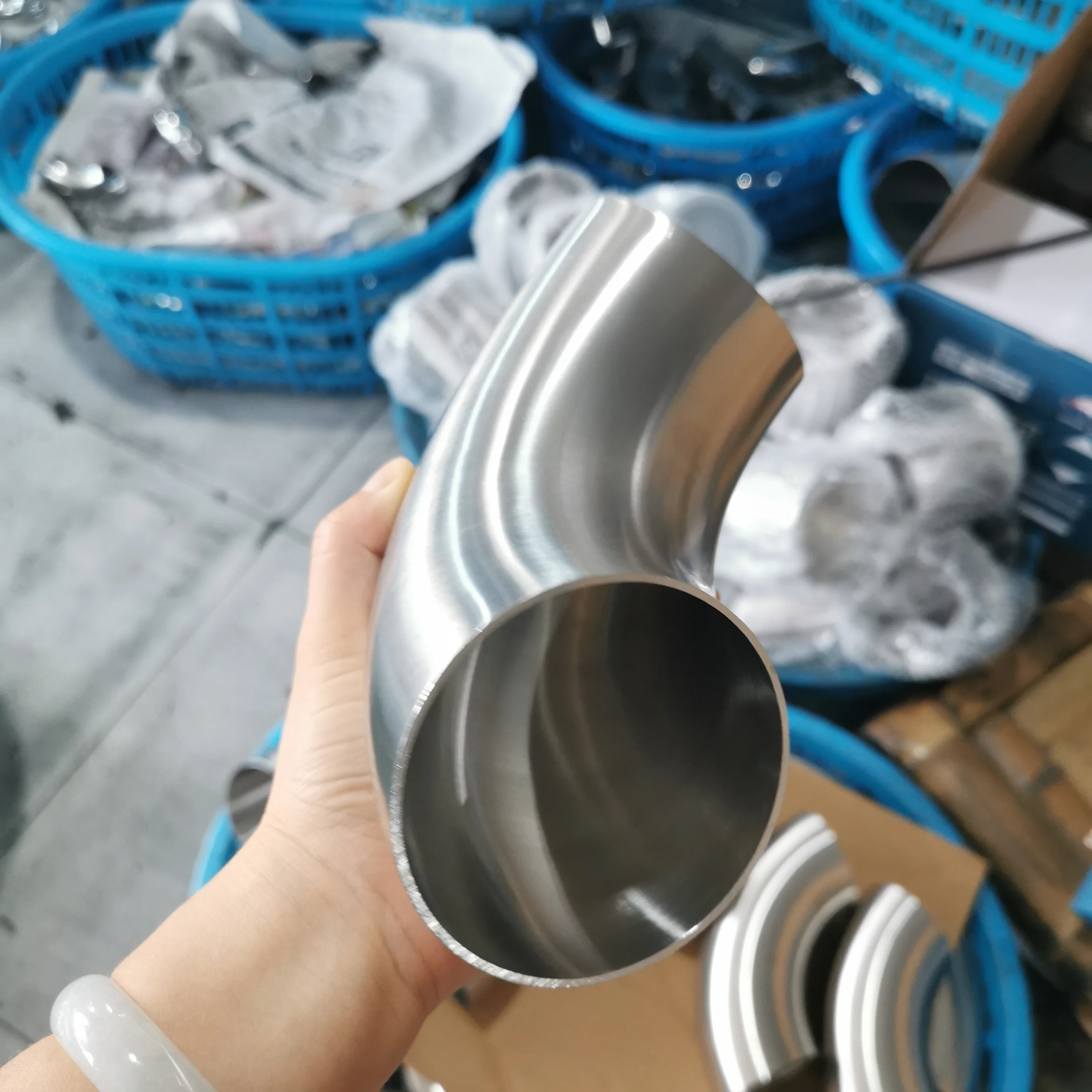 Stainless Steel  Sanitary 76mm Pipe fittings of Welded 45degree Bend/Elbow