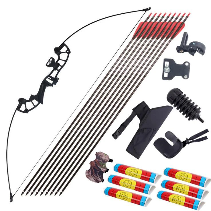 Soul chasing straight pull reverse bow and arrow suit outdoor equipment with changeable bow support and quiver bag