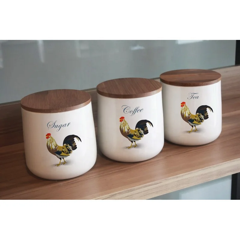 Kitchen Counter Metal Bread Bin and 5pcs Airtight Tea Coffee Sugar Canister Set