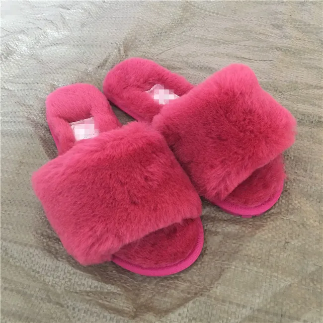 Sheepskin Designer slippers slides home slippers for women