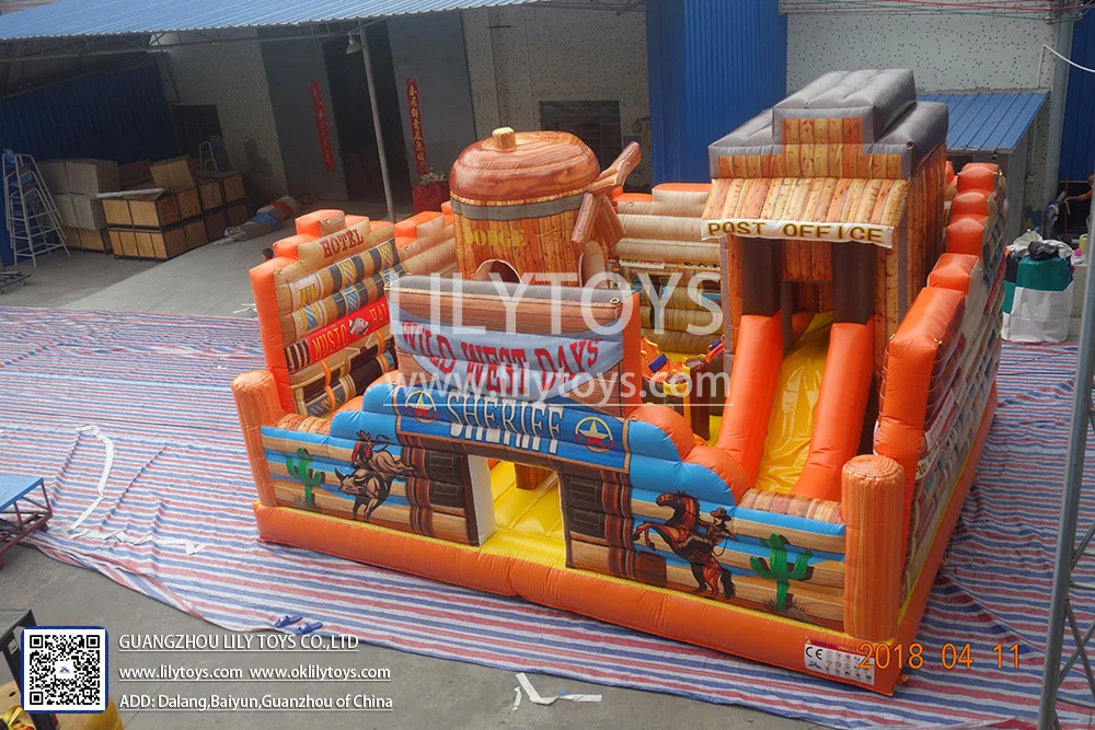 Inflatable desert trampoline slide amusement park, punk theme children inflatable park toy