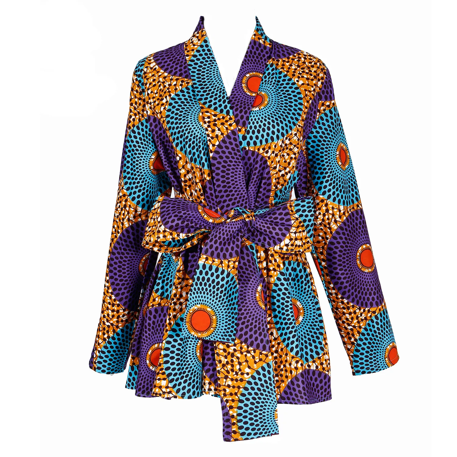 Latest design long sleeve kimono african batik printing 100% cotton women tops casual women clothing full sleeve