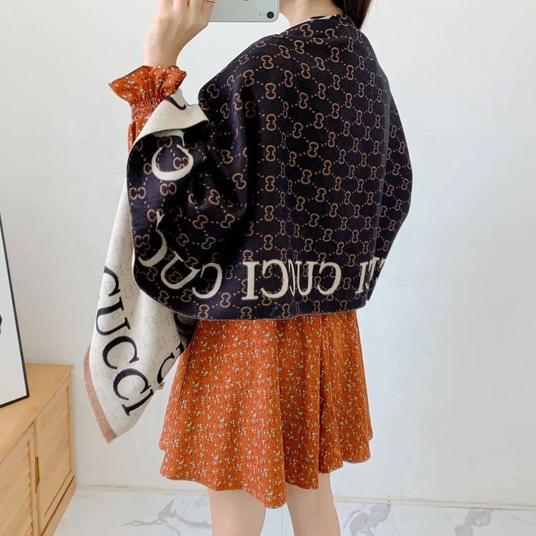 2022 New Trend Pashmina Shawl Stylish Women Autumn Winter Luxury Double Sided Warm Cashmere Blanket Scarf