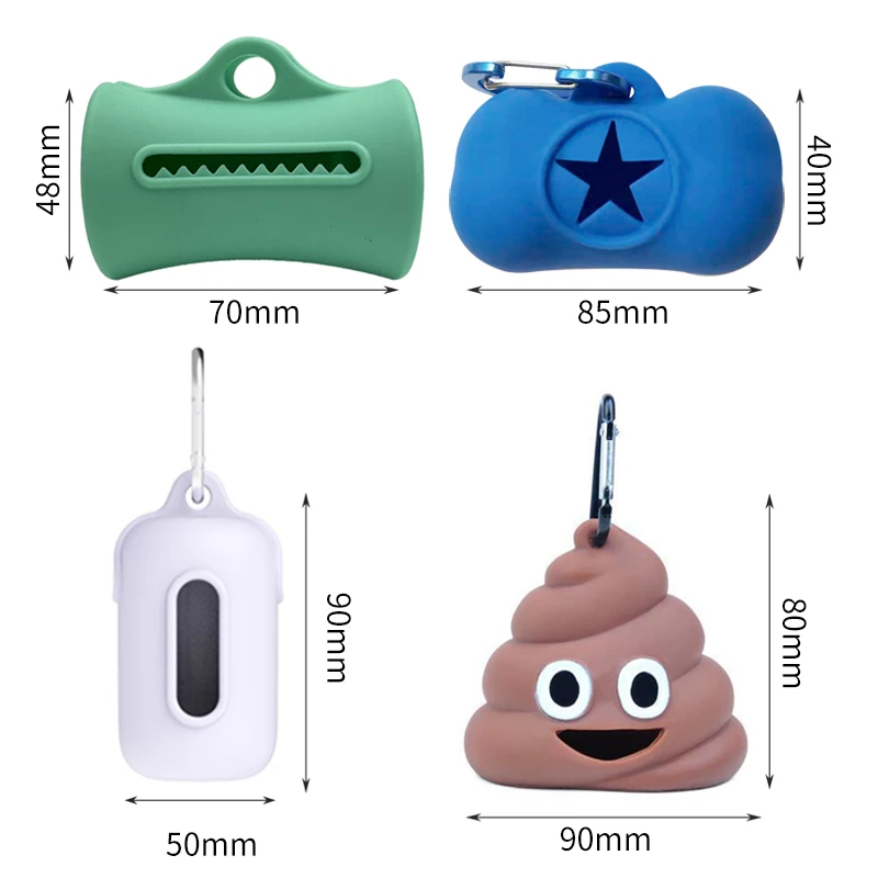 Luxury Customised Logo Waterproof Pet Silicone Dog Waste Bags Dispenser Case Poop Poo Bag Holder with Hands Free Holder