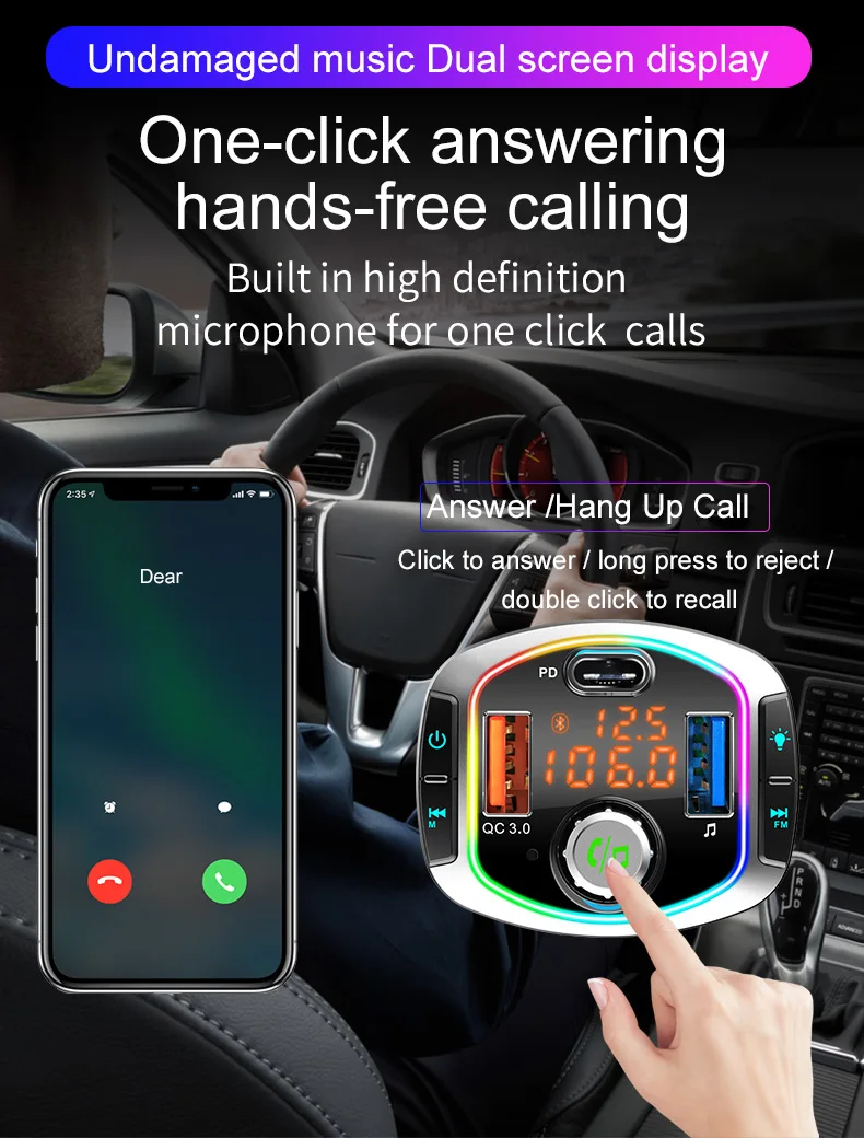 BC63 автомобильный mp3-плеер Fm-передатчик вспомогательный Bluetooth-Адаптер зарядного