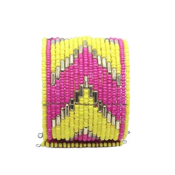 Bohemian Vintage Opening Cuff Charm Seed Bead Bracelet Wholesale for women Fashion Accessories from India.