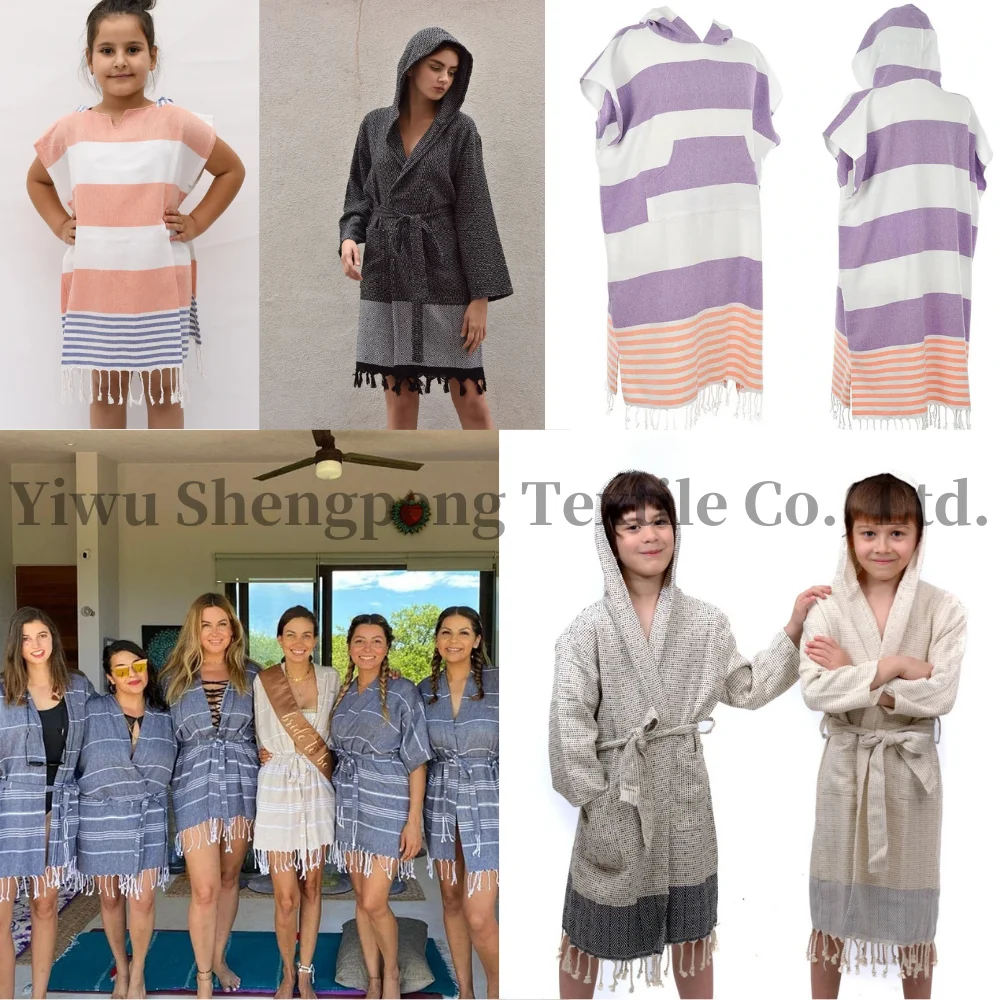 Best Selling 100% Cotton Bath Beach Hammam Hair Towel Personalized Long Robe Luxury Turkish Bathrobe