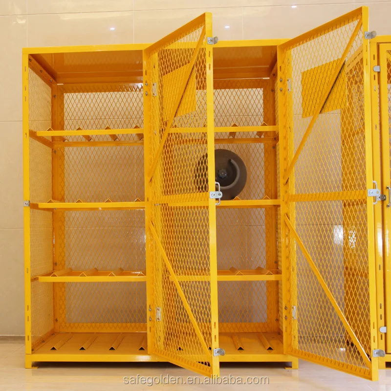 
Yellow stainless steel Gas Cylinder Cabinet for 9 Cylinder, Metal Gas Storage Cabinet for industrial lab usage 