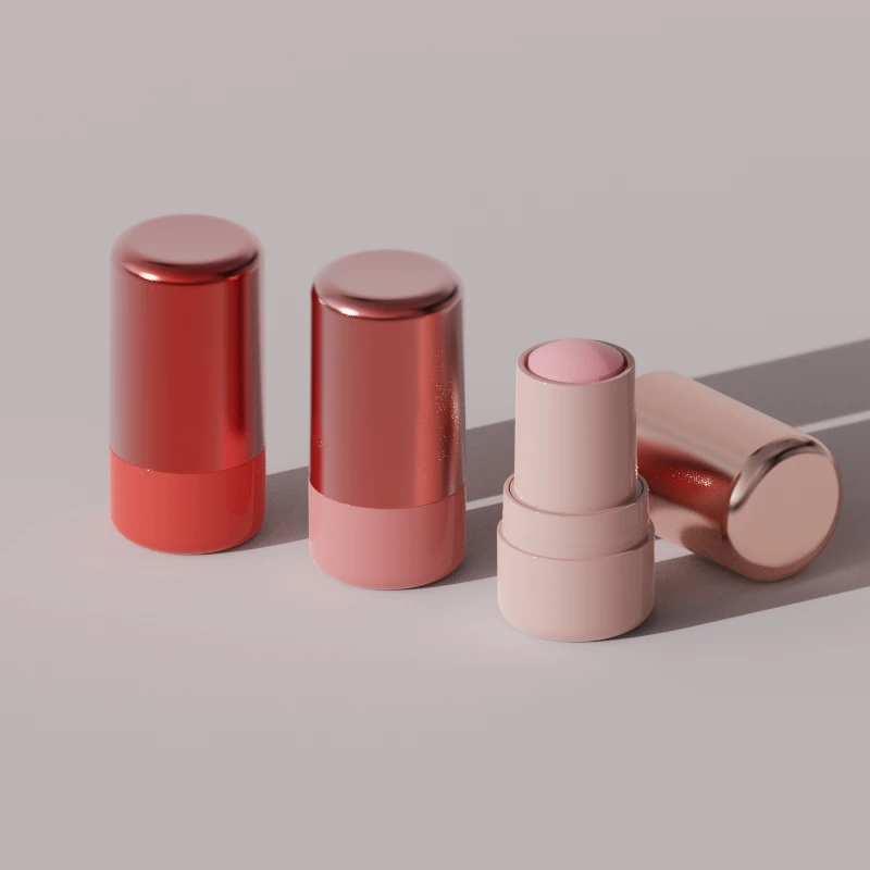 Choebe new pp 7ml mini vacuum plating pink bottom fill cosmetic packaging rotating lip balm lipstick tube container