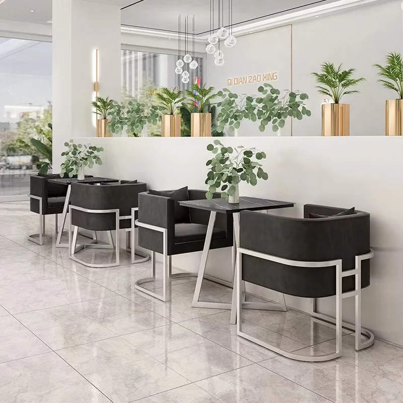 New Arrival fast food U shape upholstery black leather booth restaurant tables and sofa chairs furniture restaurant sets