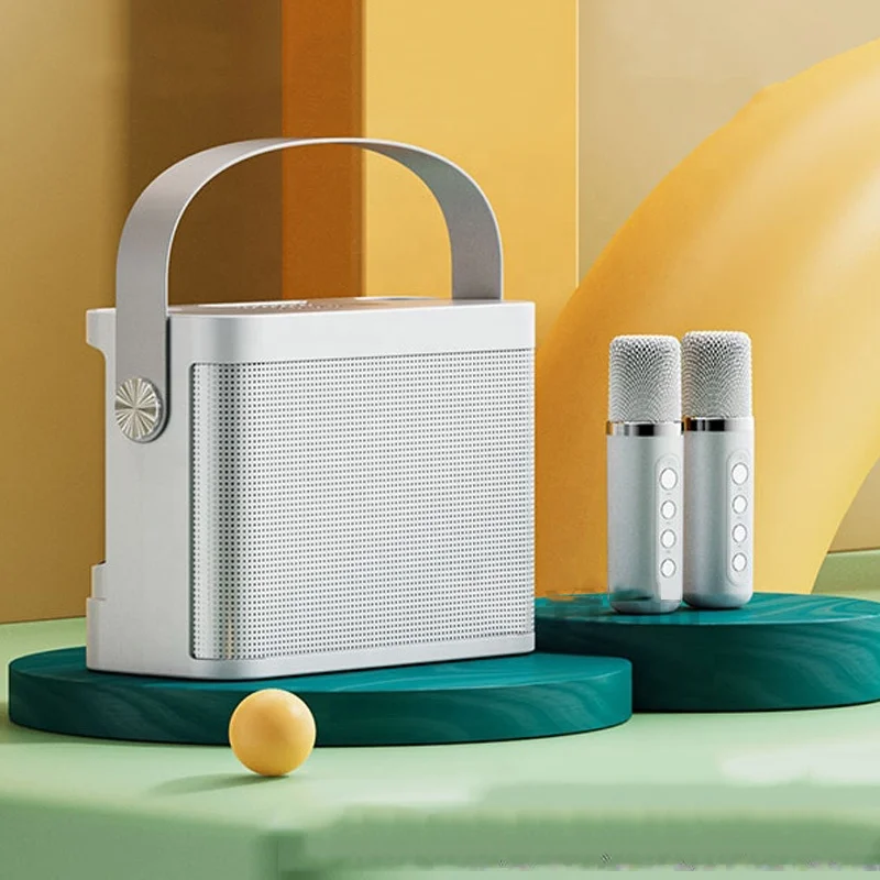 Портативная уличная Беспроводная колонка для караоке пения дома KTV Bluetooth с 2 микрофонами домашний ТВ Ktv