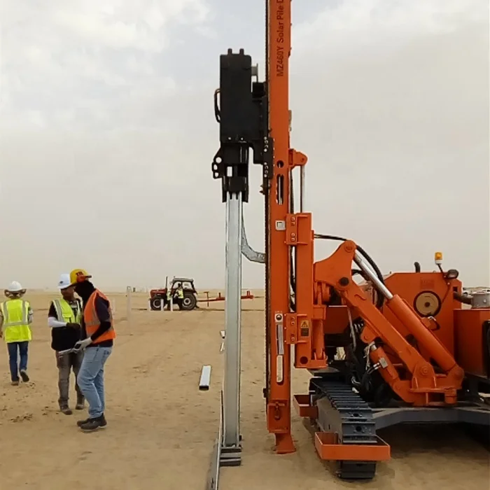 Ground mount solar pv power plant pile ramming machine for pile screw solar structure solar brackets on ground four piles