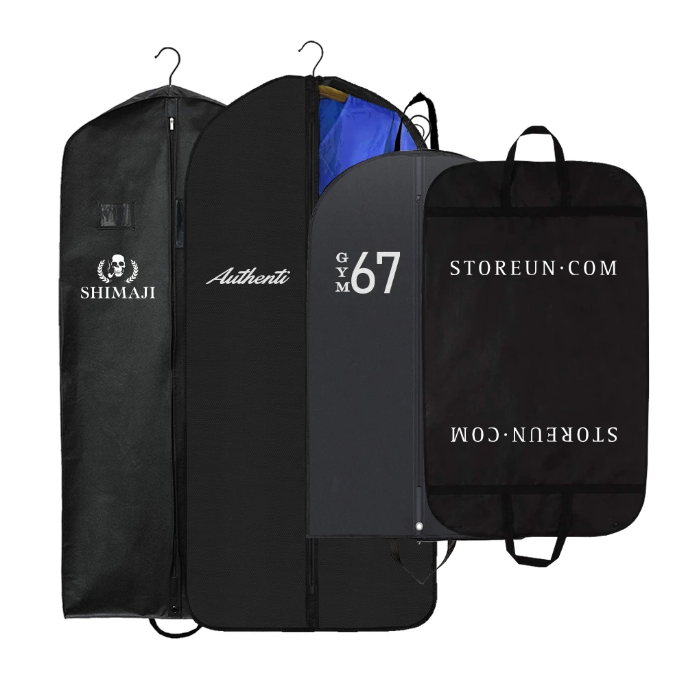 Pro service and quality custom logo waterproof garment polyester non woven cover suit tote bag garment bags with zipper