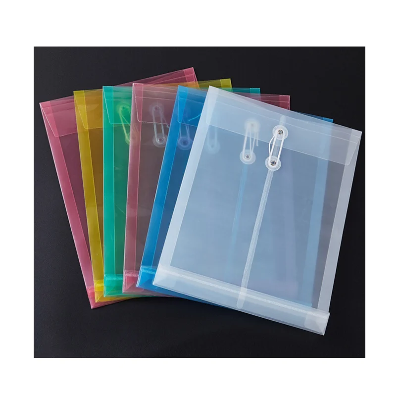 eco friendly pp transparent clear file bags a4 shool file storage document portfolio bag file folder with rope