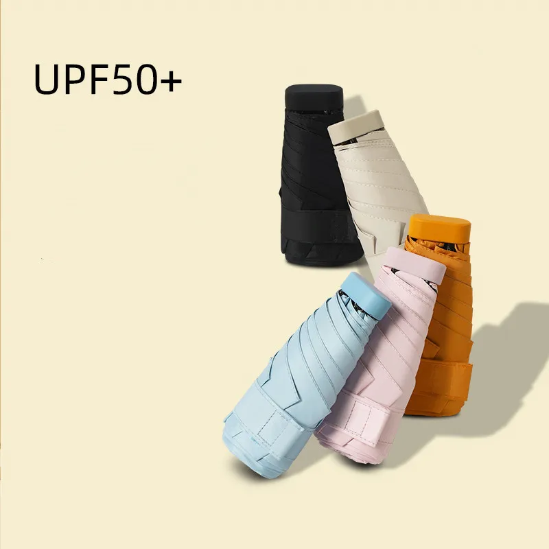 custom logo 6 Fold Mini Travel Small 5 Folding Pocket Umbrella