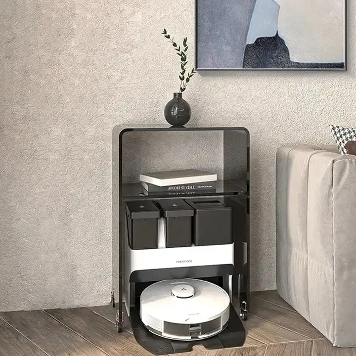 Colored acrylic side table with modern personalized design, organic glass coffee round table, bedroom customizable