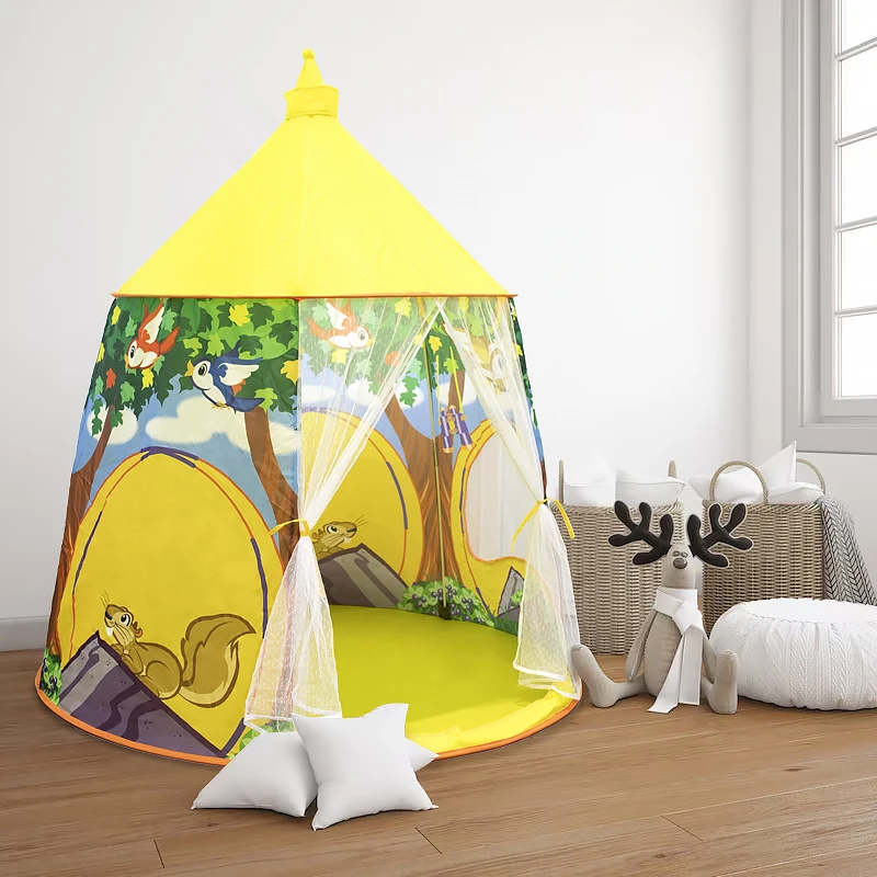 Portable Foldable Toddler Play House Toy Game Cute Cartoon Animal Teepee Pop Up Tent For Kids
