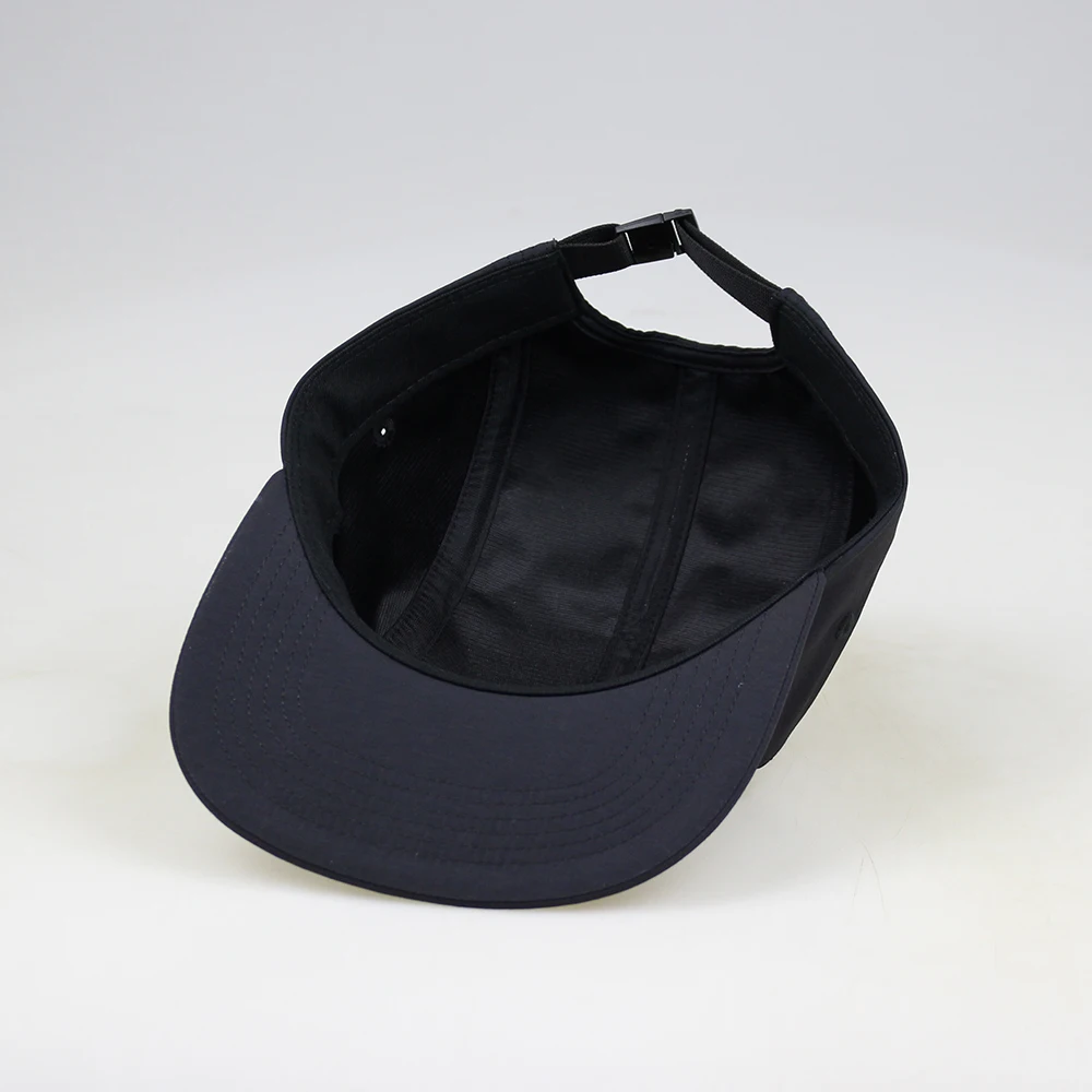 Wholesale custom flat brim nylon 5 panel hats