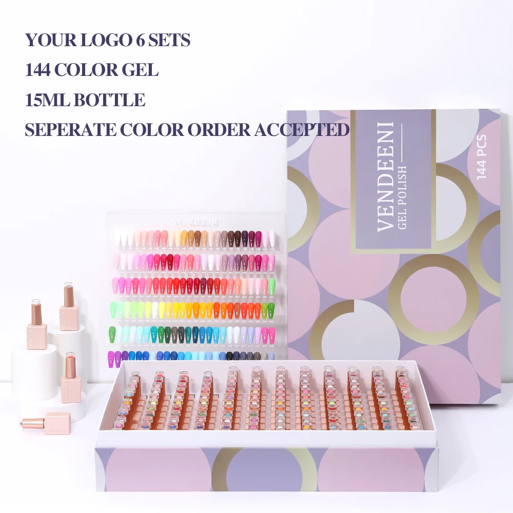 Custom logo OEM 144 Neon colors Kit Gel Nail Polish Soak Off Private Label Gel Polish Set Bottle and Packaging Gel Polish Set