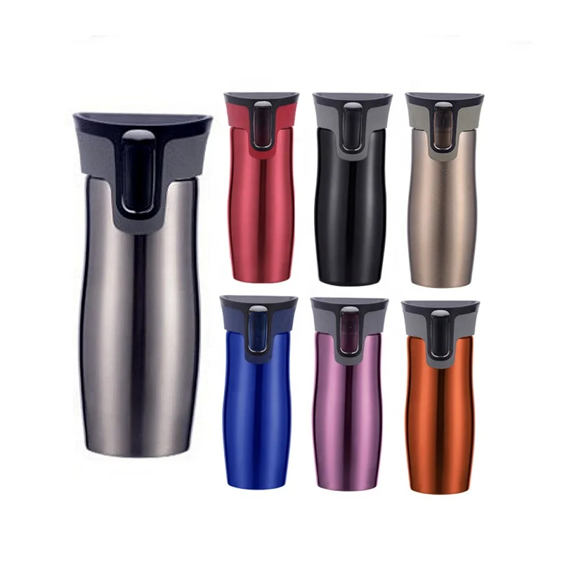 Custom logo Wholesale 16oz double wall stainless steel insulated travel mug with press button