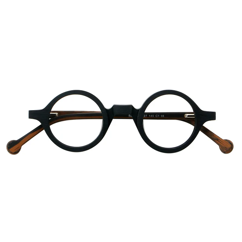 Wholesale Hot Selling Vintage Eyeglasses China Wooden Round Optical Glasses Acetate Eyewear 2024