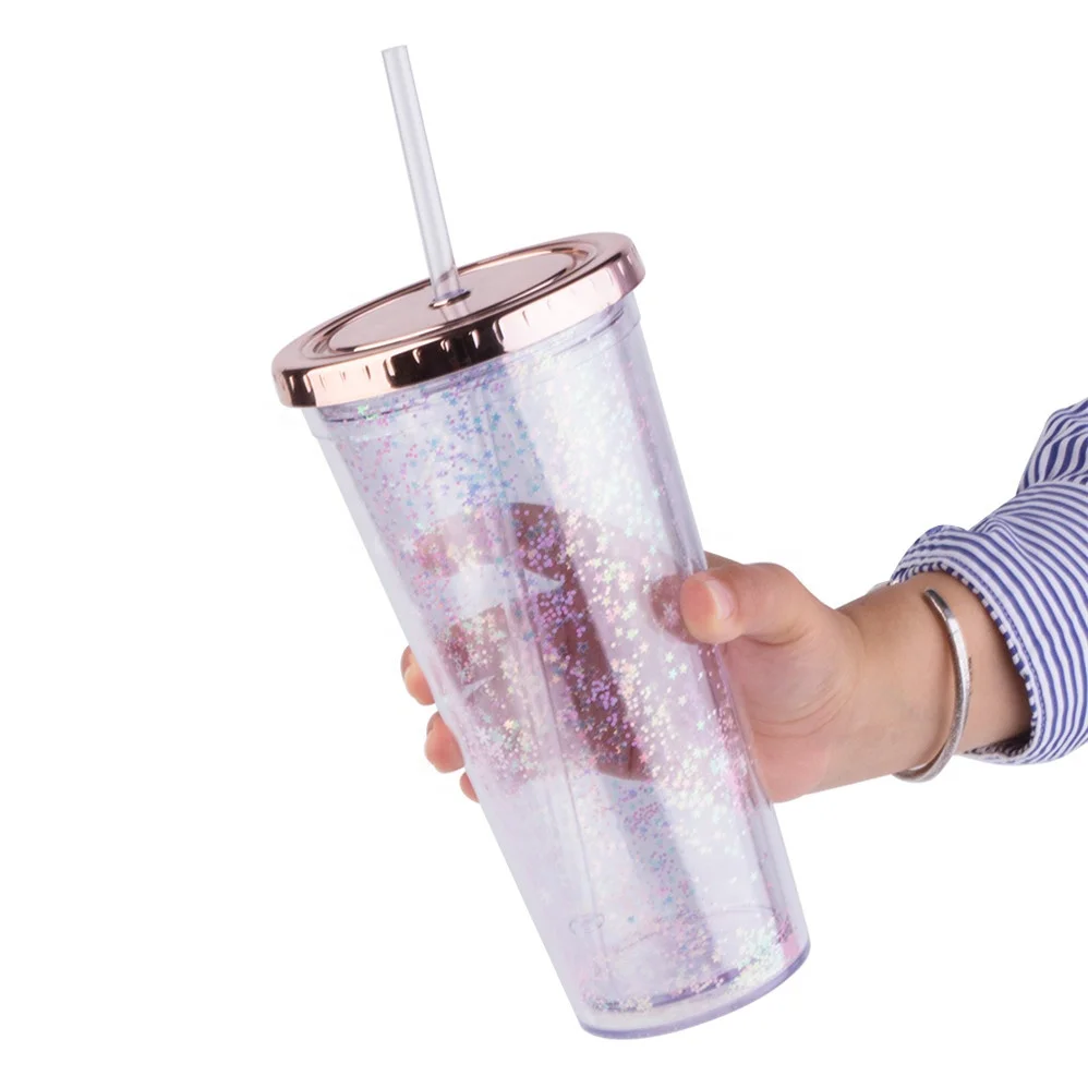 custom eco friendly as acrylic plastic reusable boba cup 450ml 16oz double wall cute tumbler cup with straw