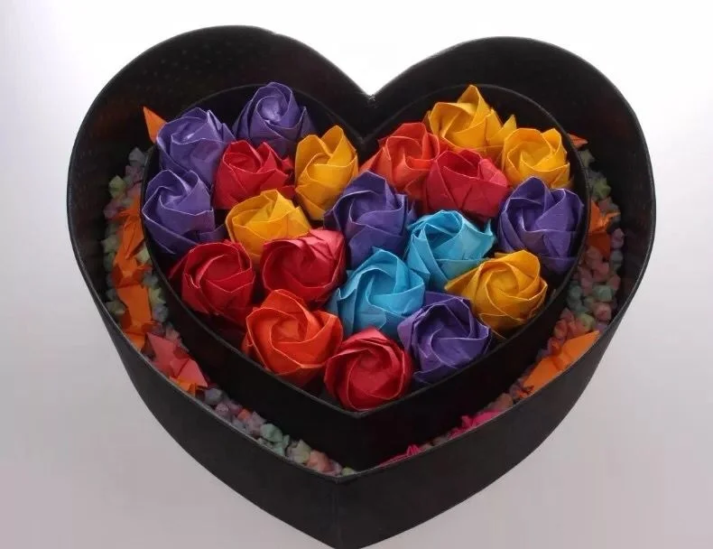 Cheap Artificial Paper Origami Flower Single Sex Rose Mix Color Red Roses Flower