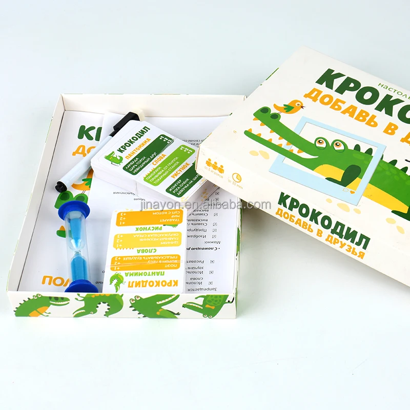 Custom Kids Board Game Paper Card Game with Painting Books Sand Timer Marker Pen Erasable for Kids Learning