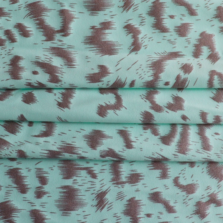 Custom Leopard Printed Spandex Fabric 40 D Width 63' Weight 230 G Nylon 75% Spandex 25% Knit 4 Way Stretch Yoga Fabric