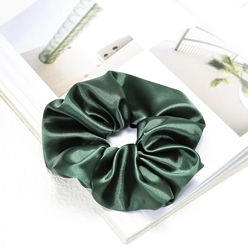 19 colors silk like hair scrunchies elastic french style big hair scrunchie satin for girls