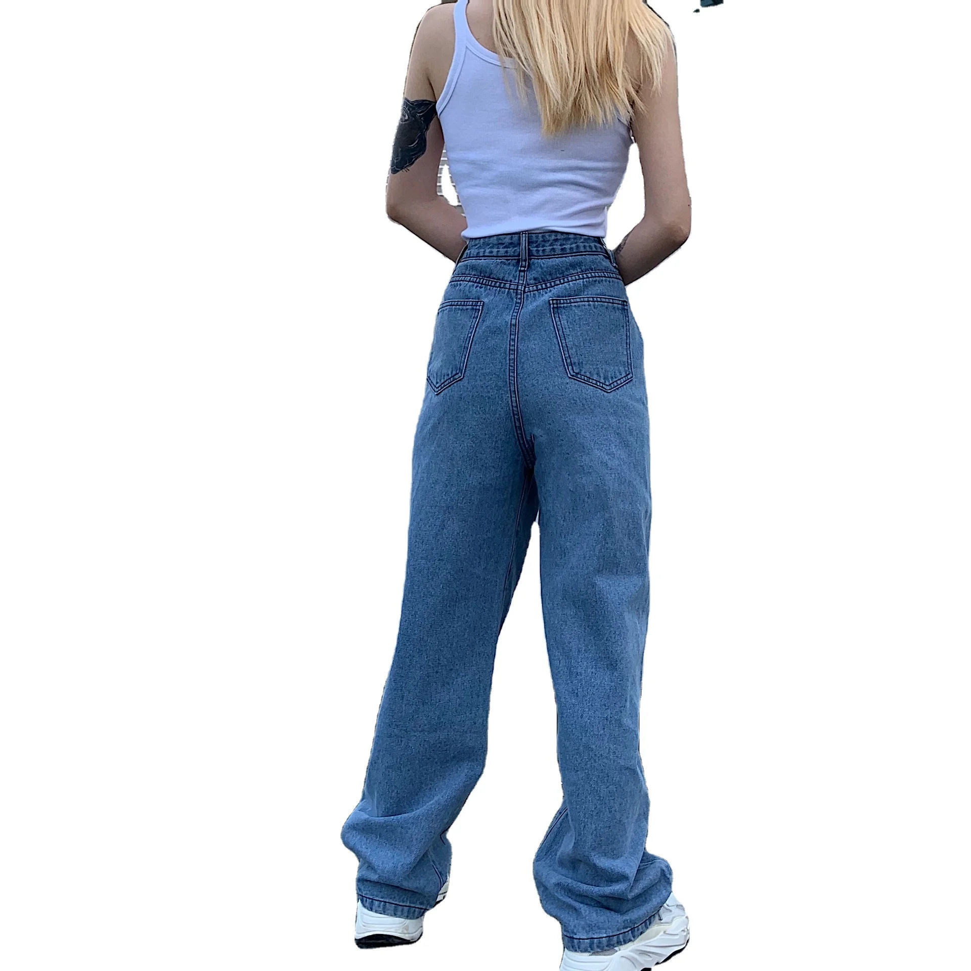 2020 New   baggy Vintage casual Jeans Woman Cowboy cropped Loose  ladies  Jeans