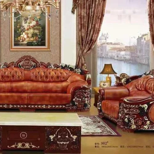 
European hard wood carved handmade flower livingroom royal sofa set 
