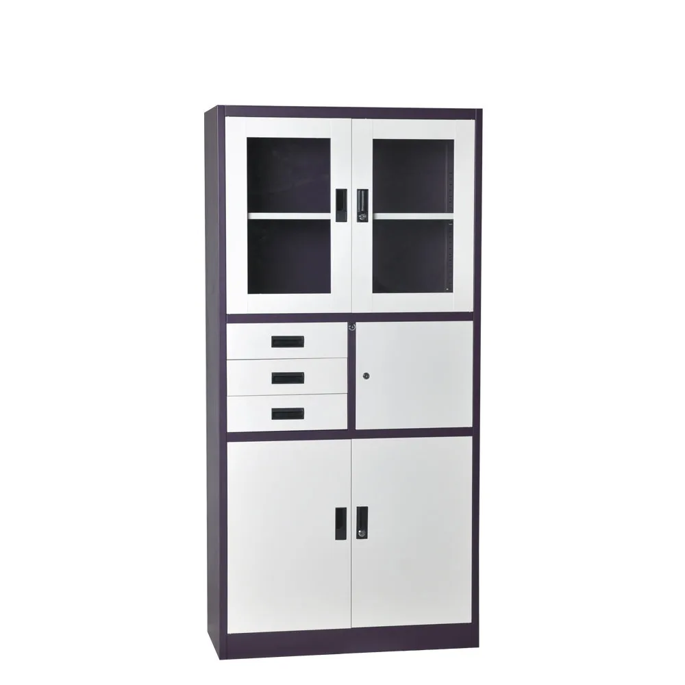 
Vertical large file cabinet three bucket can be built in safe large space metal steel packaging office furniture white + purple 