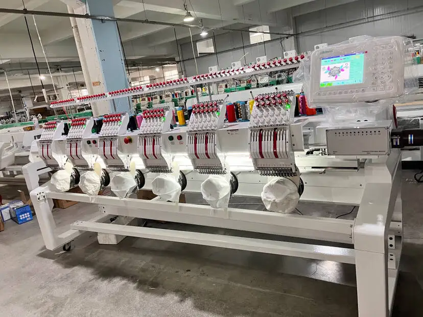 5 years warranty YESHI High Speed 6 Heads tubular cap Flat garment T-shirt Embroidery Machine Stable Performance  Multi Head
