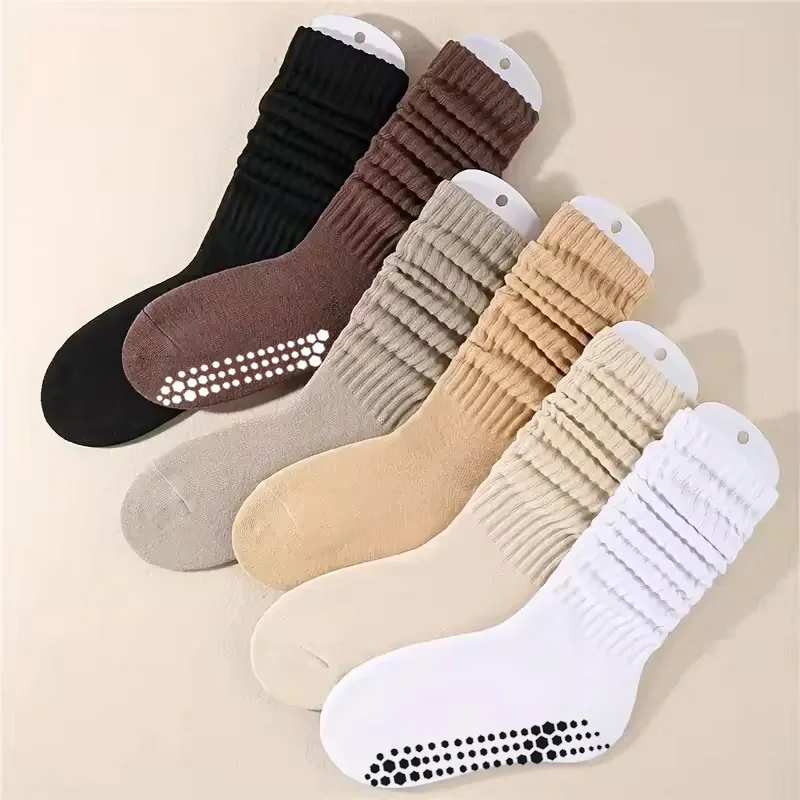 High quality custom scrunch socks women pilates yoga custom slouch socks with grip