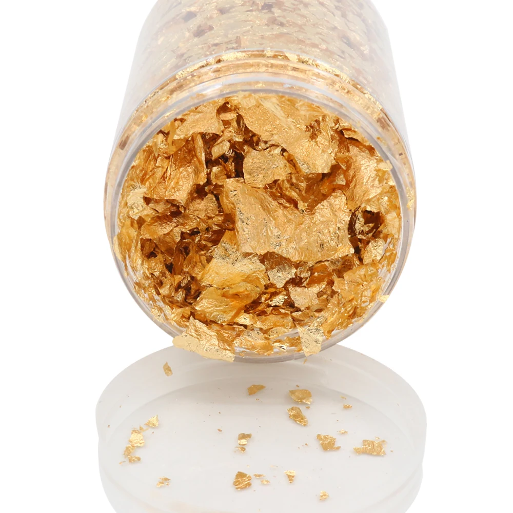 Kinno 1Gram/Bottle Genuine Gold Flake Large for Facial Serum Perfume Food Cake Wine Drink Decoration 24K Edible Gold Flake