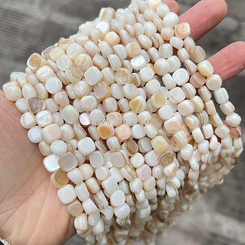 Wholesale 7-8*4-5mm Natural White Irregular Shape Mother of Pearl Shell Beads Strand for DIY Jewelry Making