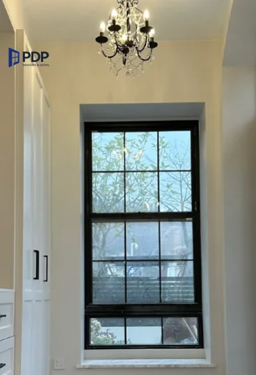 Contemporary Single Hung Vertical Window Energy Saving Aluminium Alloy Steel Frame Manually Lift Sliding Folding Popular Design