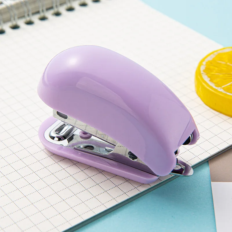 Custom Logo Macaron Color 12 Mini Stapler Creative Small Portable Stapler Student Test Paper Easy Stapler