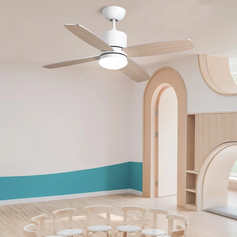 Remote Control Four Plywood Blades fan lamp Pure Copper Motor Electric Large Outdoor Led Ceiling Fans with Light