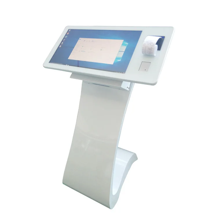 Customized oem floor stand interactive PCAP capacitive touch kiosk screen monitor with printer and barcode scanner