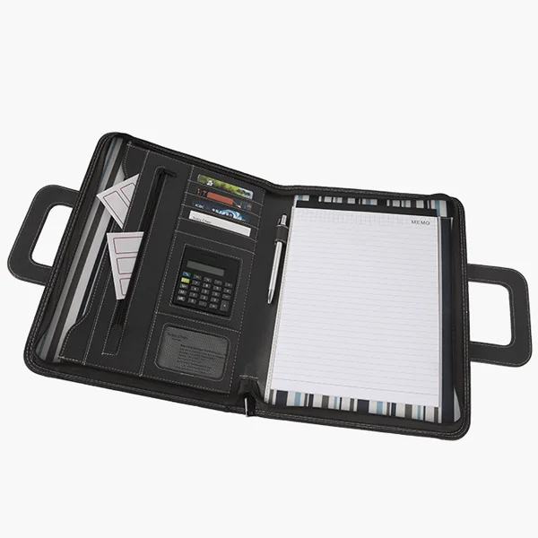 Customized logo A3 portable large capacity multifunctional folder portfolio bag PU material portable zippered combination folder