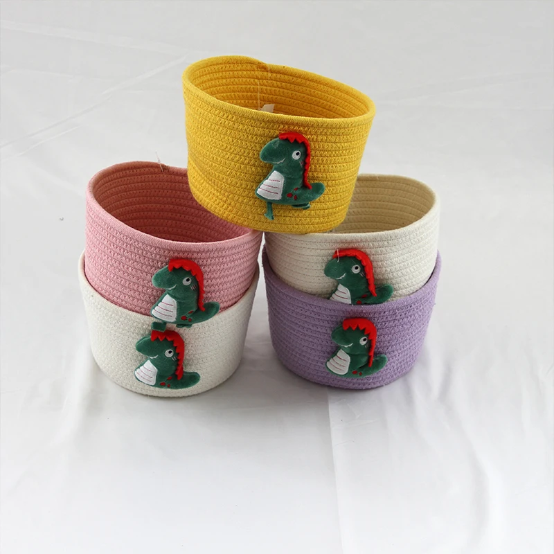 2023 New product Cotton Rope Storage basket with Cartoon Cute animal Design Decorative Woven Basket for Home Small Items