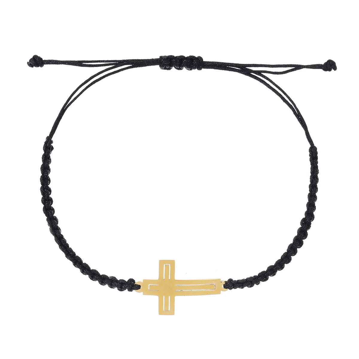 Handmade Knot Religion Cross God Black Red Cord String Rope Chain Pendant Bracelets for Women Men