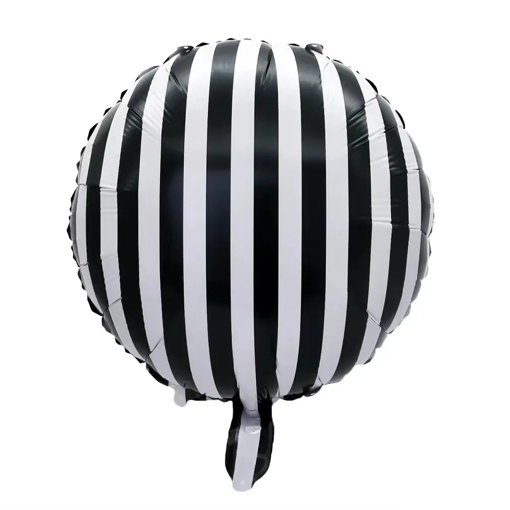 Cartoon Car Foil Balloon Black And White Checkered Stripe Round Shape Helium Balloon Racing Theme Tire Decoration Supplies