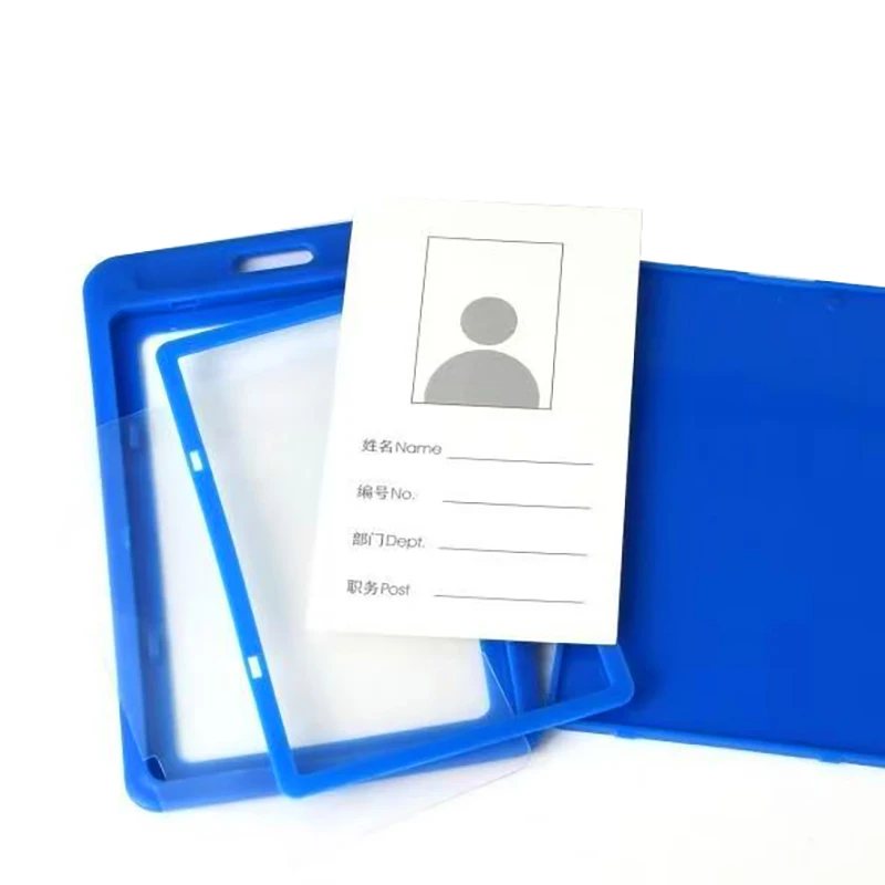 Custom Business ID Card Holder Name Badge Double-Sided Clear Hard Plastic with Personalized Logo Printed