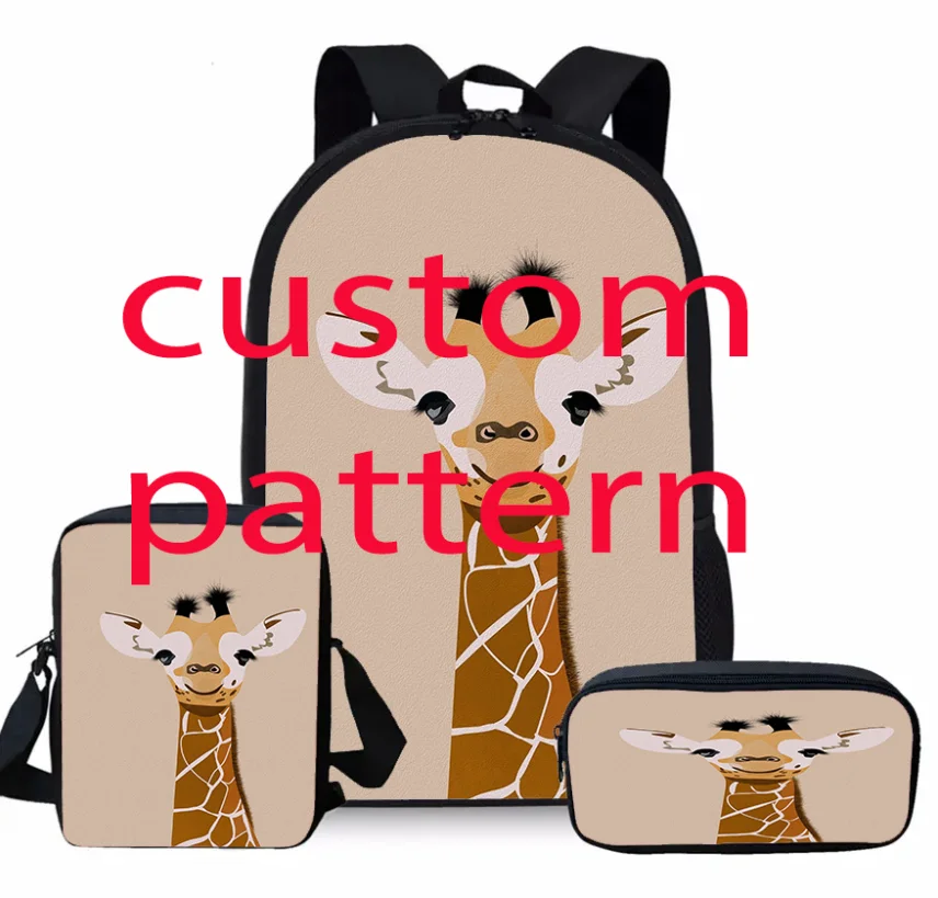 Custom 3D  Backpag Children School Bags Girls Kids Unicorn School Bag For Teenage Girls Horses Women Lunch Pencil bag