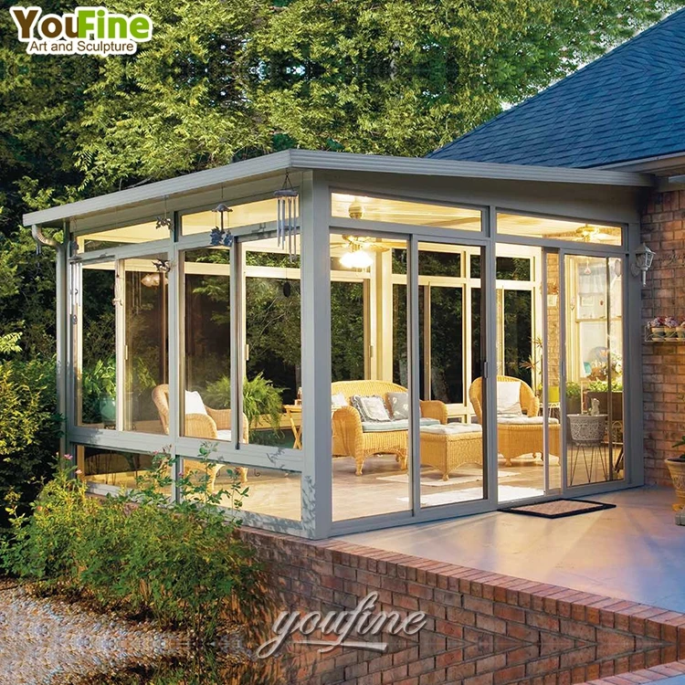 Customized Size Modern Outdoor Sunroom Glass House Aluminum Solarium Sunroom
