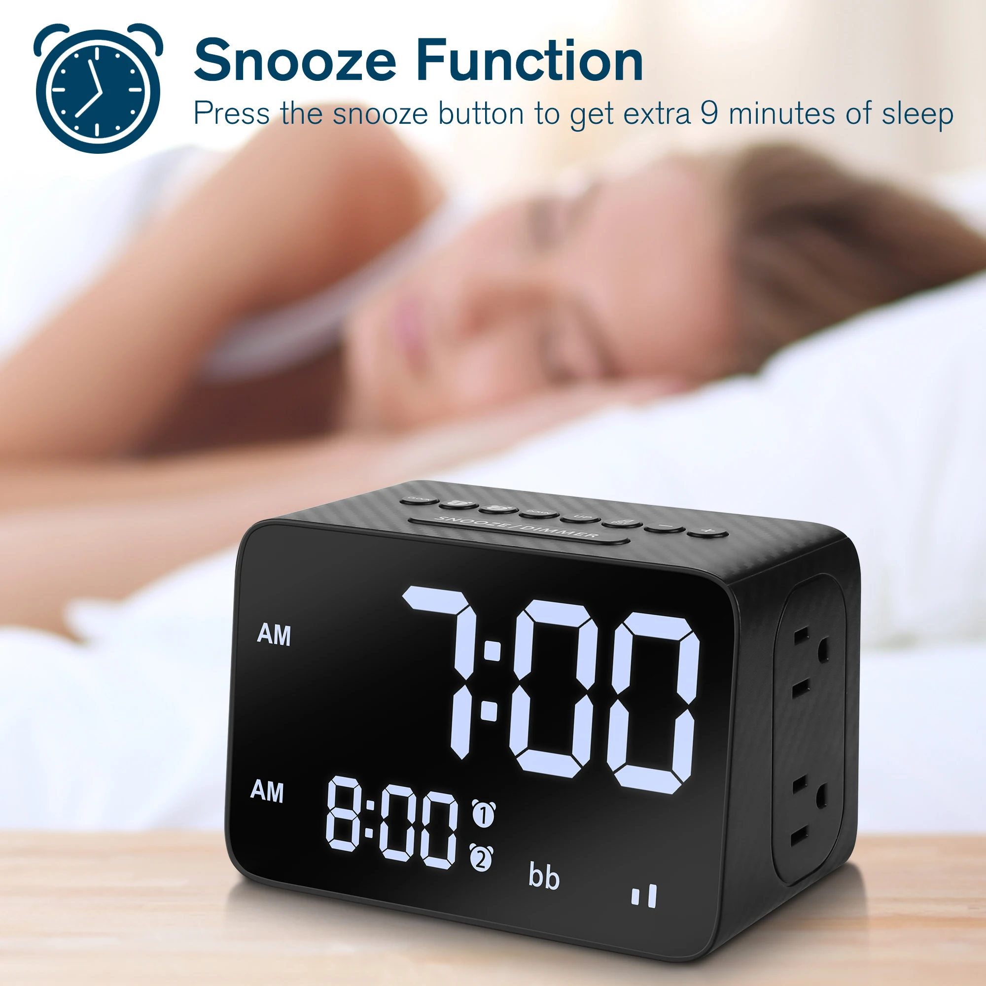 DS08 2 Power Strip Nature Sounds Smart Digital Clock Alarm Portable white noise sleeping Sound Machine